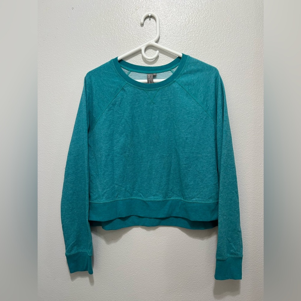 Sweaty Betty cropped teal blue sweatshirt size large